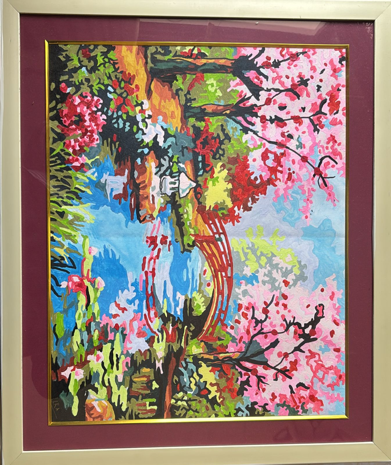 Blooming cherry blossom trees