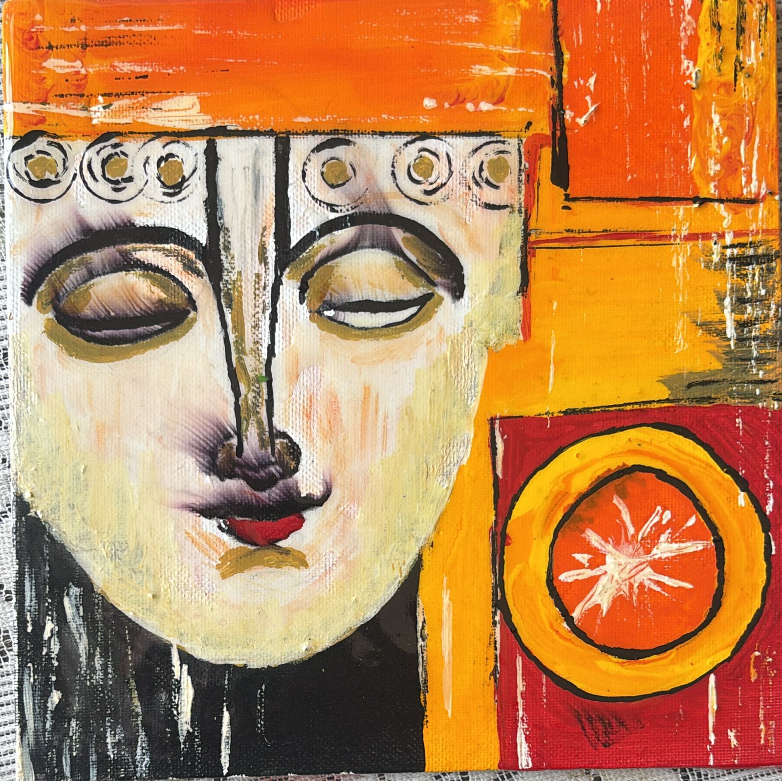 Modren art for side table on a small easel stand