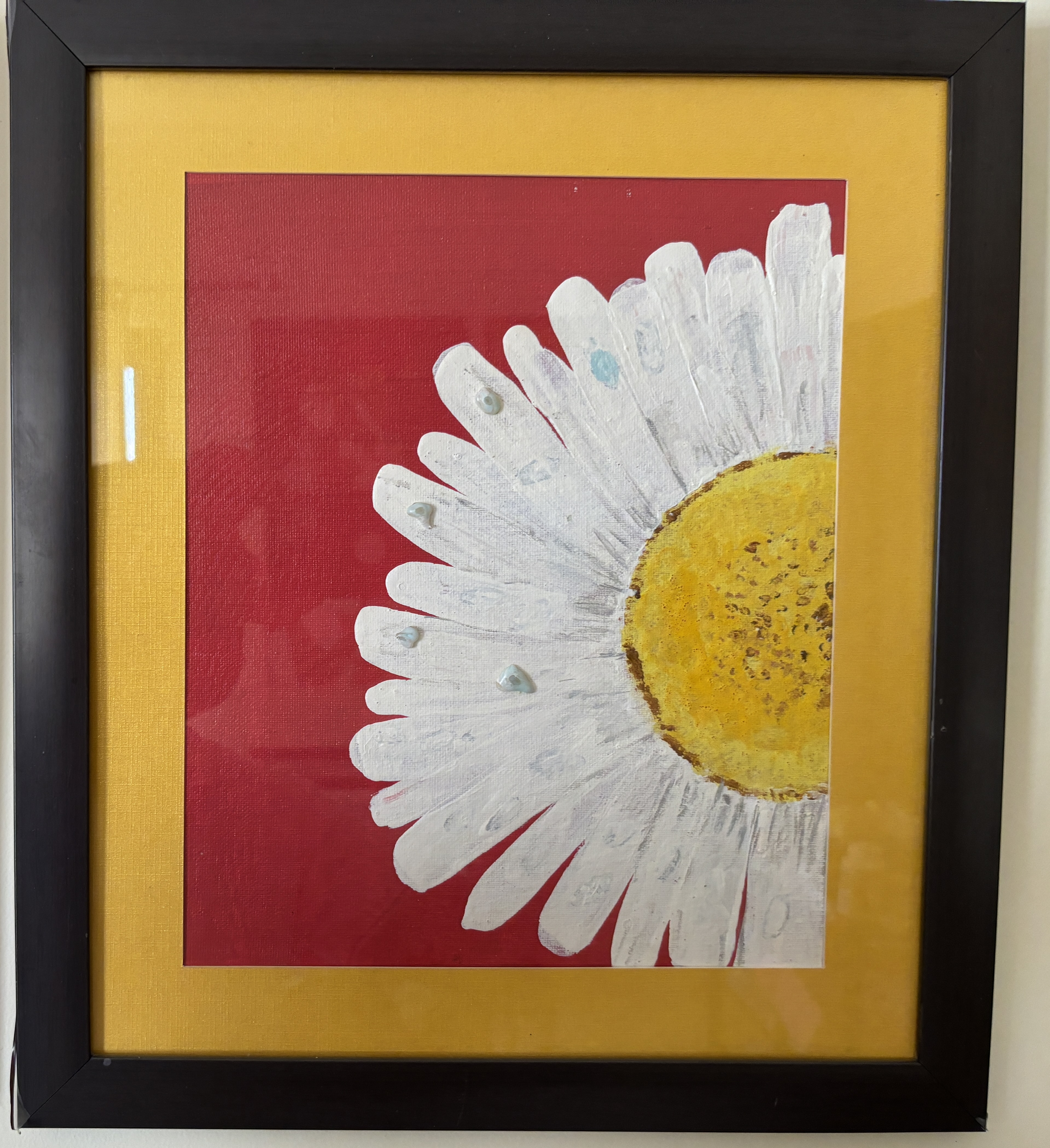 White Daisy on Crimson